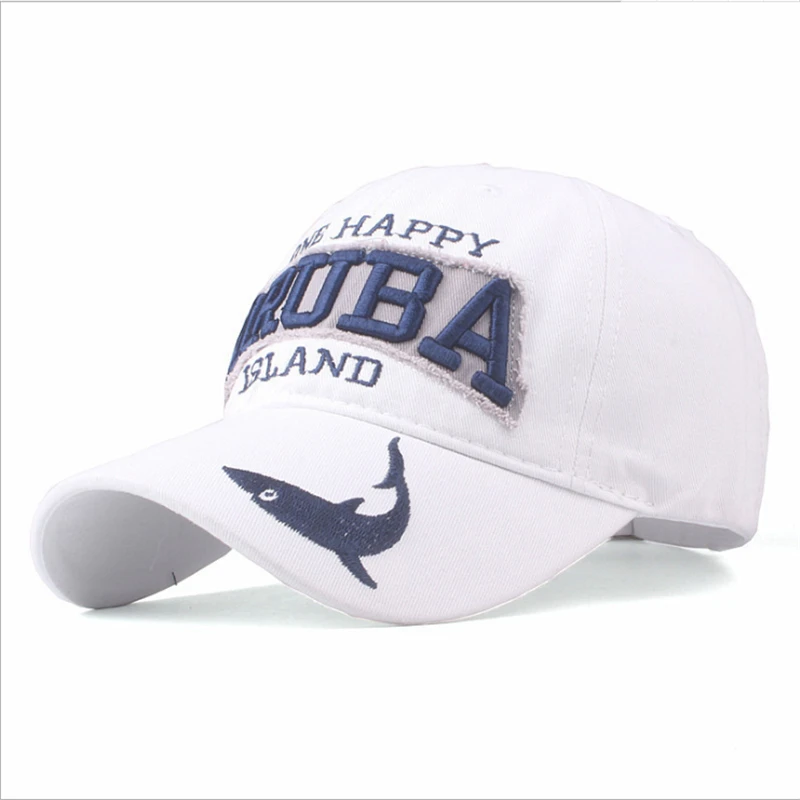 New Fashion ARUBA shark Embroidery Baseball Cap Men Women one happy island letter sport Casual Cotton sun dad hat headwear cap