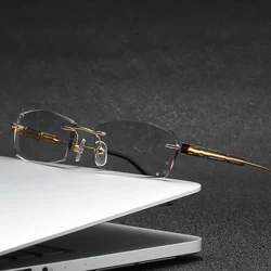 ZIROSAT 2937 Men Titanium Rimless Glasses Frame Male Square Ultralight Man Frameless Myopia Optical Frames Eyewear