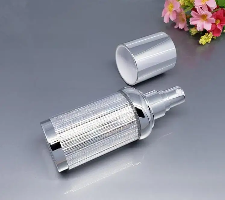 30ml shiny silver lined shape airless acrylic pump bottle lotion/emulsion/foundation/serum cosmetic packing plastic bottle SN373