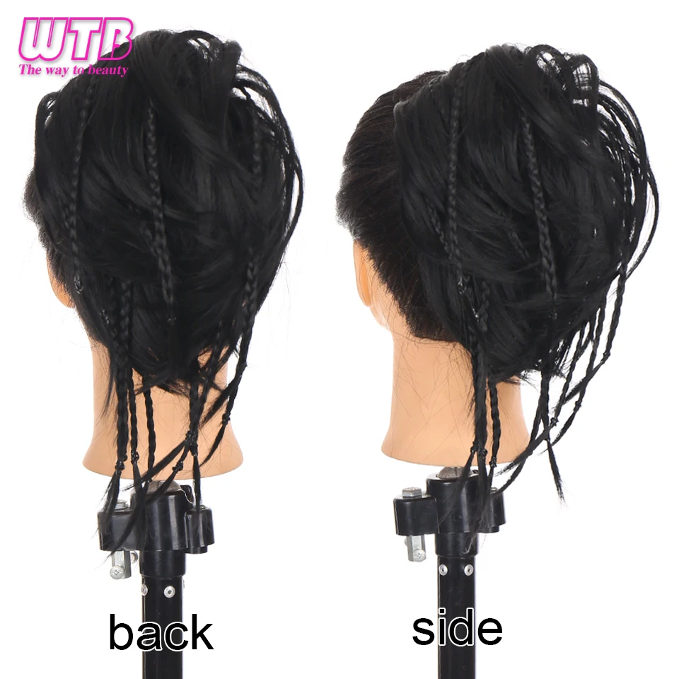 WTB Synthetic Short Straight Donut Hairpin Bun Messy Braids Chignon Elastic Rope Rubber Hair Band Ponytail Hair Extension