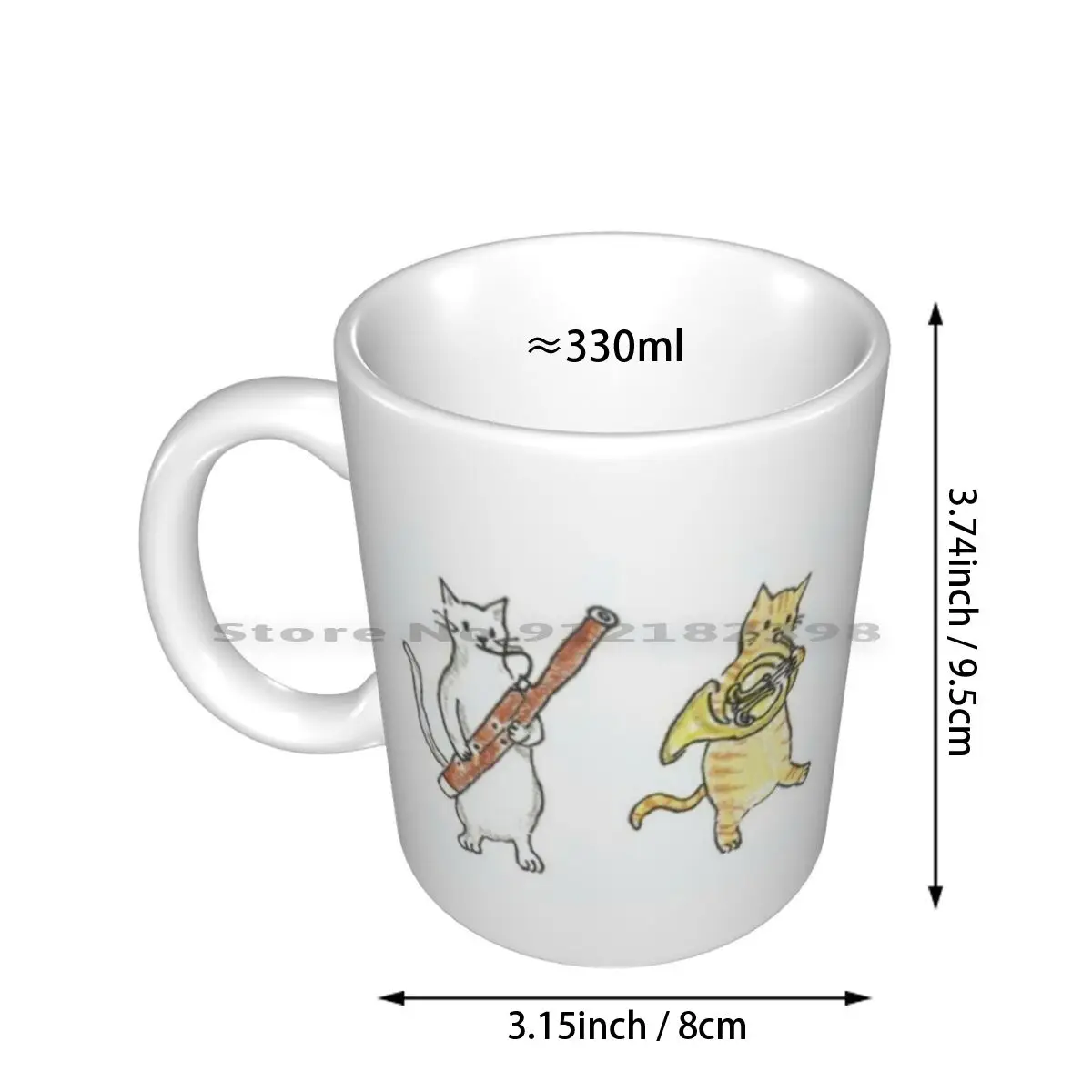 Wind Meowtet Ii Ceramic Mugs Coffee Cups Milk Tea Mug Cat Cats Music Instrument Woodwind Quintet Flute Oboe Clarinet Bassoon