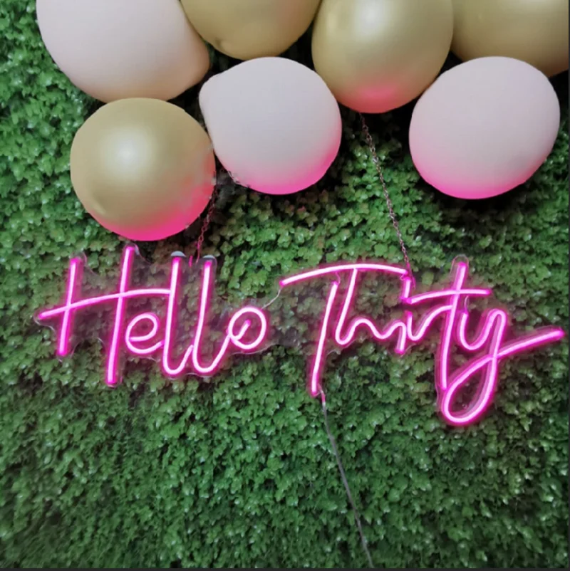 Custom led Hello Thirty flexible Neon Light Sign Home Bar Wall Bedroom Decoration Happy Birthday Party Decorative Cool Lamp