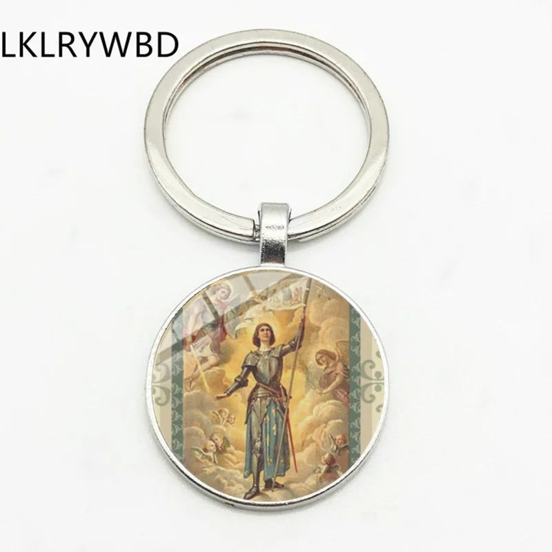 New Archangel St. Michael Keychain Protects My Aegis Protection Orthodox Convex Glass Pendant Keychain