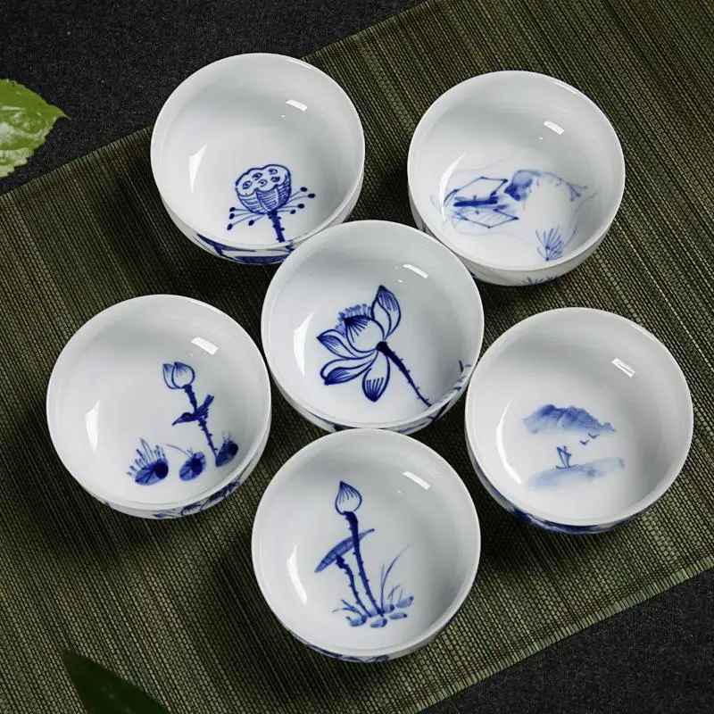 Jingdezhen The Blue and White Porcelain Cup  Hand-painted  Tea Cup Set Teacup Wholesale Tea Set with Modern