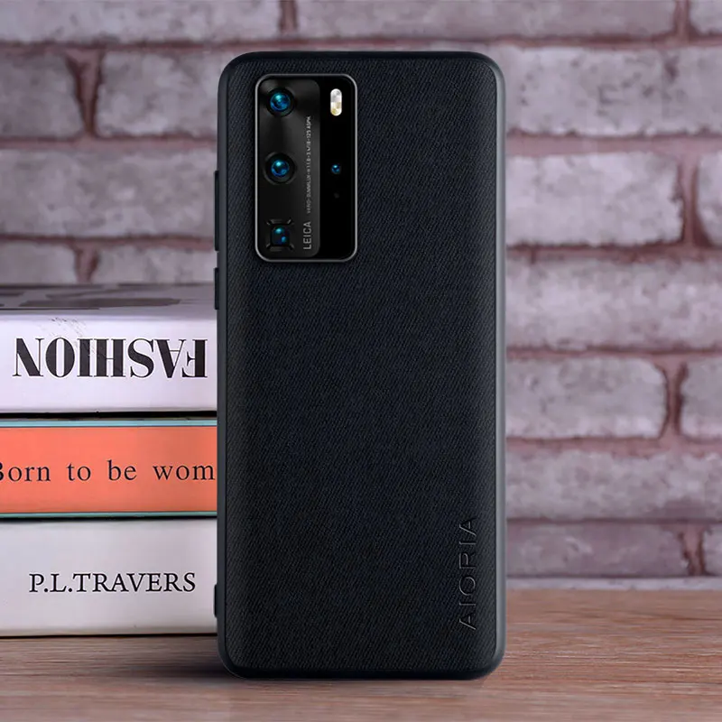 Case for Huawei P40 Pro P40 Lite coque Luxury textile Leather skin soft TPU hard phone cover for huawei p40 pro case