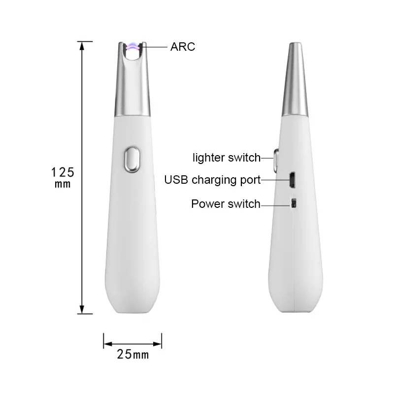 Portable Caddle Lighters USB Kitchen Windproof Plasma Arc Flameless Rechargeable Electronic Grill Lighter Long For Outdoor BBQ