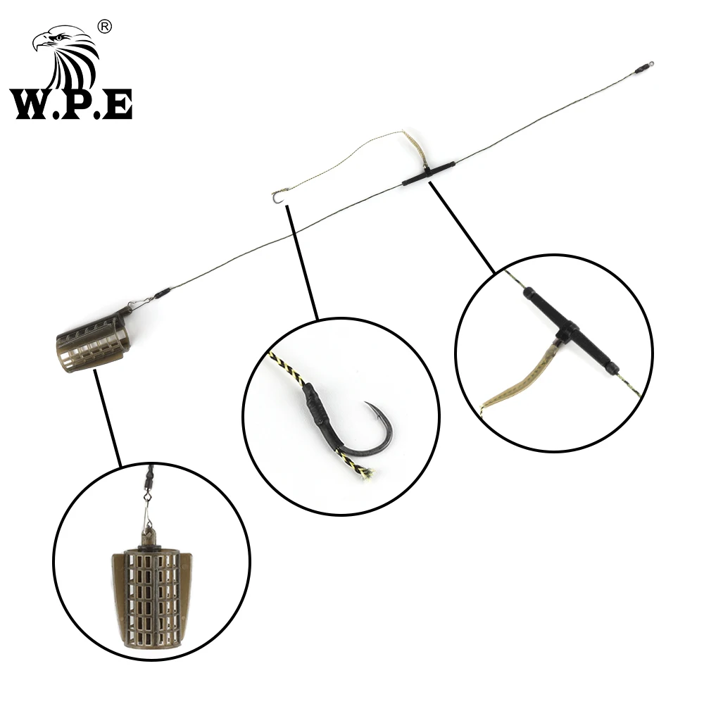 W.P.E 1pcs Carp Fishing Hook Group 30g/40g/50g/60g/70g Lead Core Braid Line Europe CarpFish Hook Rig Set with Sharp Hook Tackle