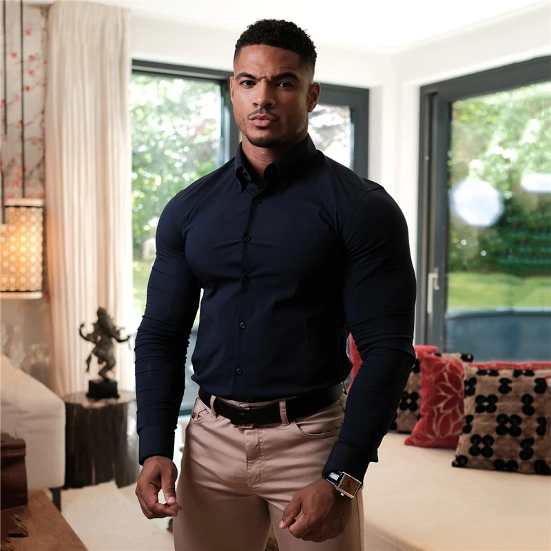 

High-end Long-sleeved Shirt Men's 2023 Spring and Autumn New Business Formal Wear Professional Shirt Non-iron Shirt