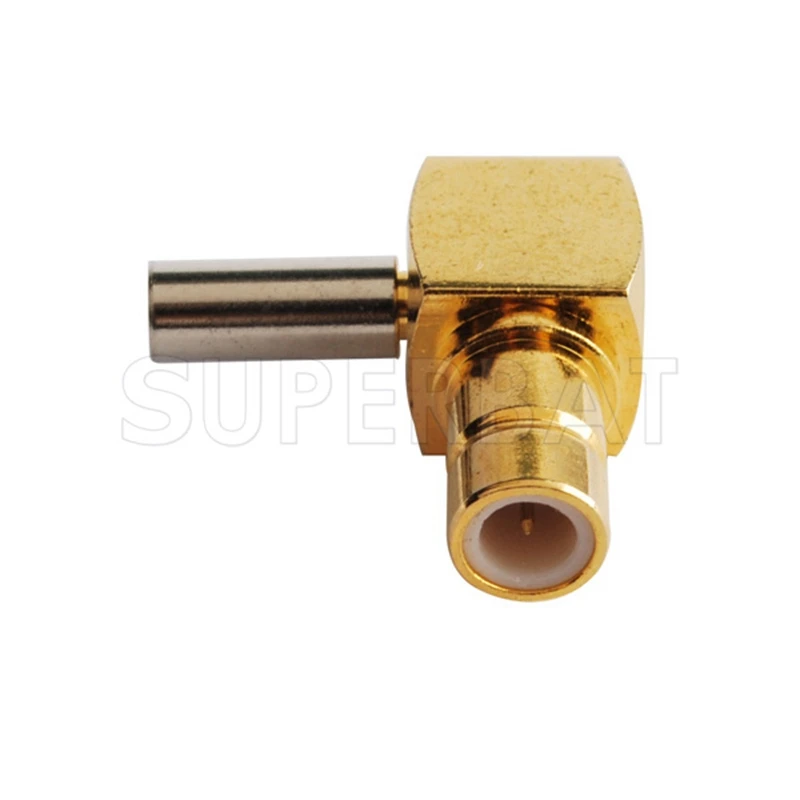 Superbat 10pcs SMB Female Right Angle Crimp Attachment RF Coaxial Connector for Cable RG316,RG174,LMR100