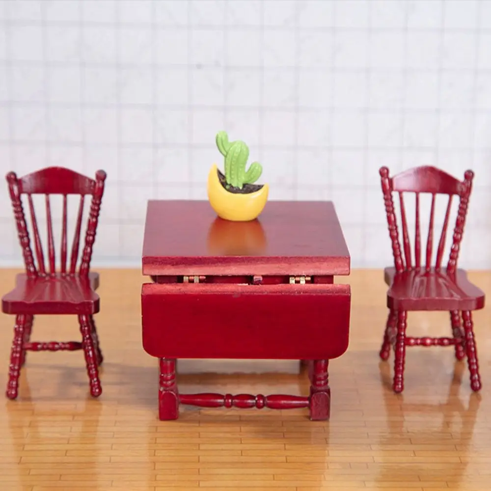 1/12 Dollhouse Wooden Table High Quality Mini Simulation Chair Table Furniture Toys Miniature Doll House Decoration Accessories