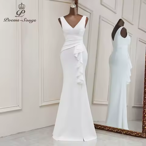 Elegant white Evening dresses Mermaid prom dress Bridal dresses vestidos de promocion Bridesmaid dresses graduations dresses