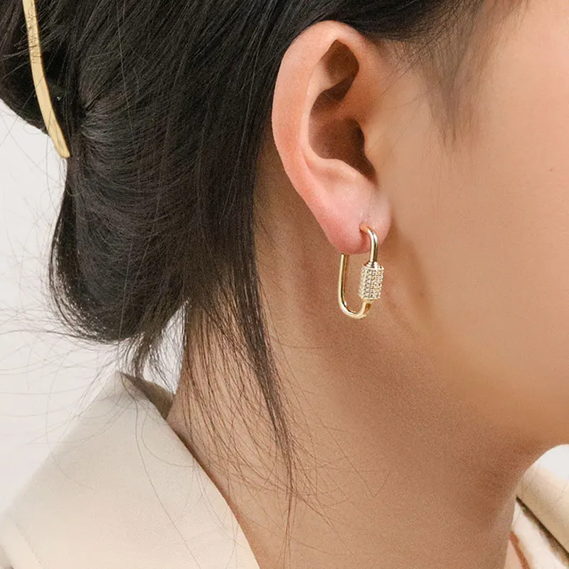 Korea Ins Geometry 14K Plated Gold Plating Earrings Simple Fashion Temperament Luxury Jewelry For Lady Charm Trendy Earring Gift