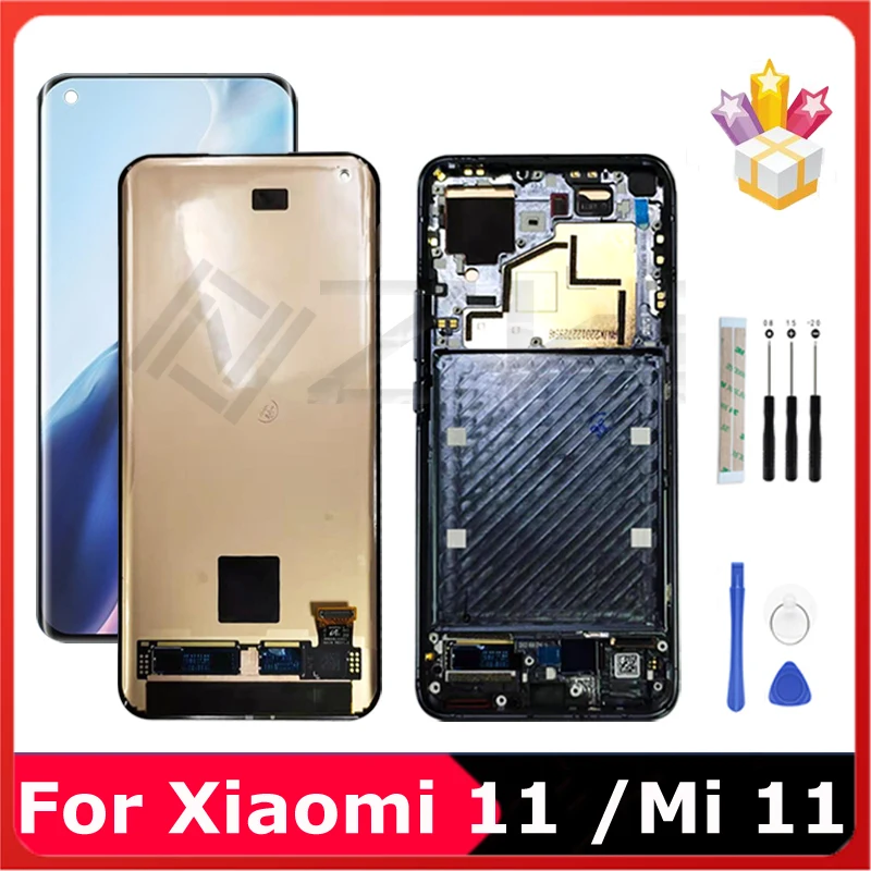 

6.81" AMOLED For Xiaomi Mi 11 LCD Display Touch Full Panel Glass Screen Digitizer Assembly Replacement Repair Parts With Frame