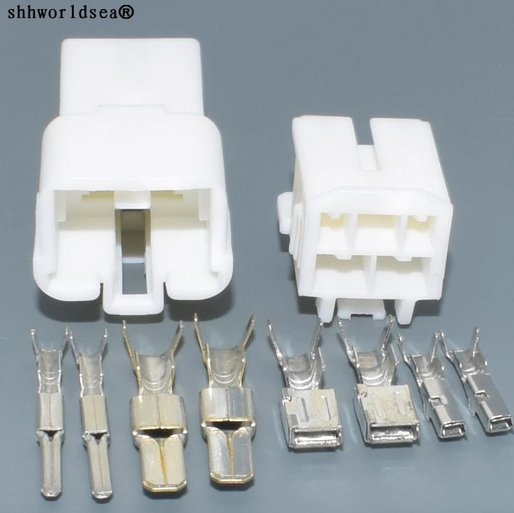 

shhworldsea 4p Female Male 4 Pin 7283-1144 Electrical Plastic Socket Wire Connector