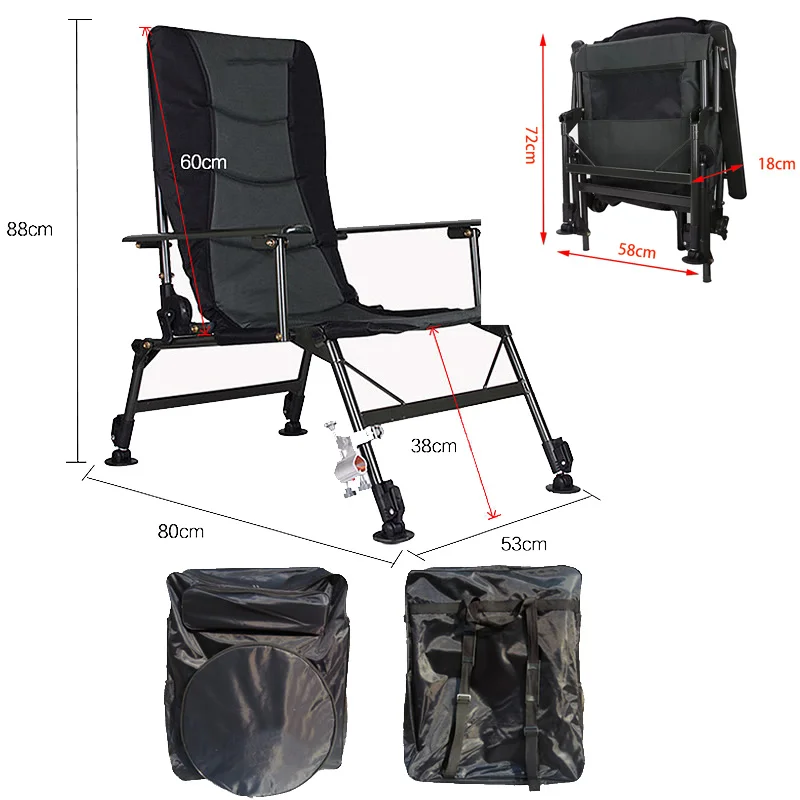 Luxury Fishing Chair Adjustable Height Chairs Folding Camping Chair Portable Compact For Outdoor Camp Beach Travel Picnic Hiking