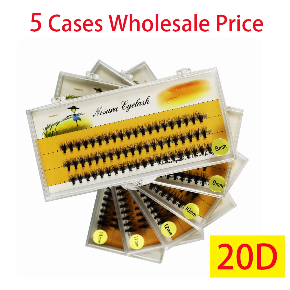 Wholesale 5 Cases 20D Individual Eyelashes Premade Fan Eyelashes Cluster Volume Russia Cilia Mink Eyelash Extension Make Up Tool