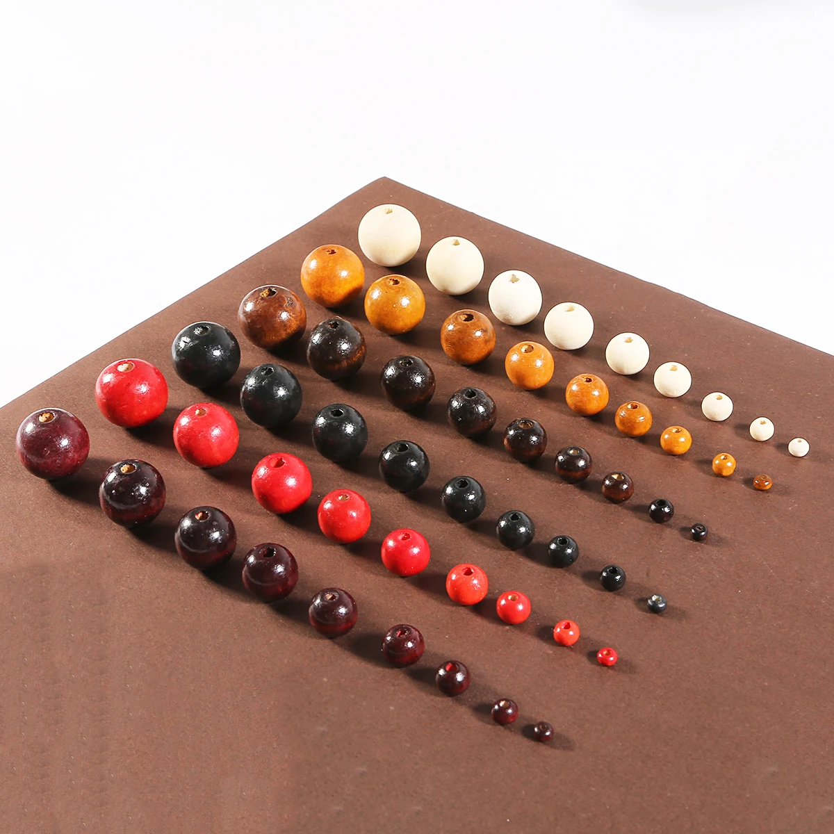 20-100Pcs/lot 4 6 8 10 12 14 16 18 20mm Natural Wood Beads Black Brown Red Round Ball Spacer Loose Beads for DIY Jewelry Making