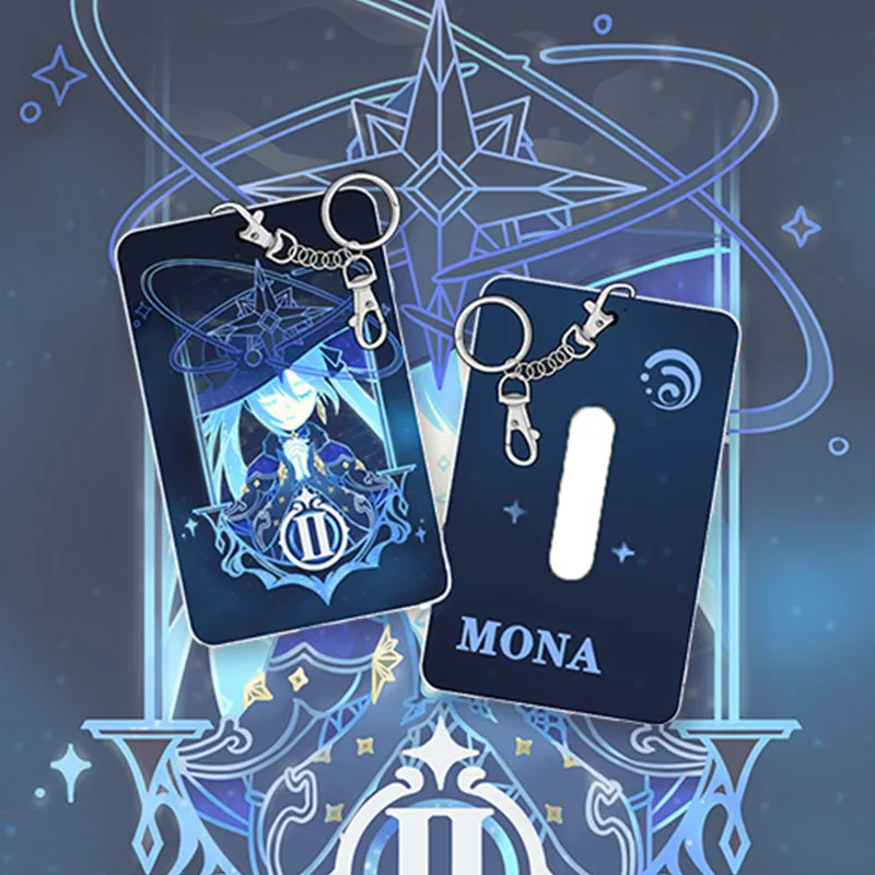 Anime Card Holder Baal Kazuha Xiao Klee Hutao Mona ID Badge Clip Key Chain Student Bus Card Bag Pendant Gifts