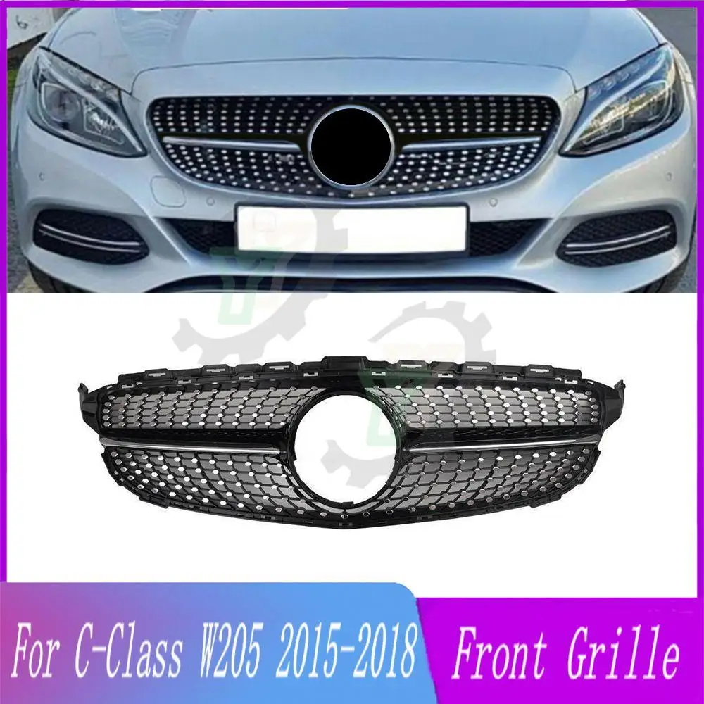 

GT Diamond Style facelift Front Bumper Grille Racing Grill For Mercedes Benz C-Class W205 C200 C250 C300 C350 2015 2016 2017 18