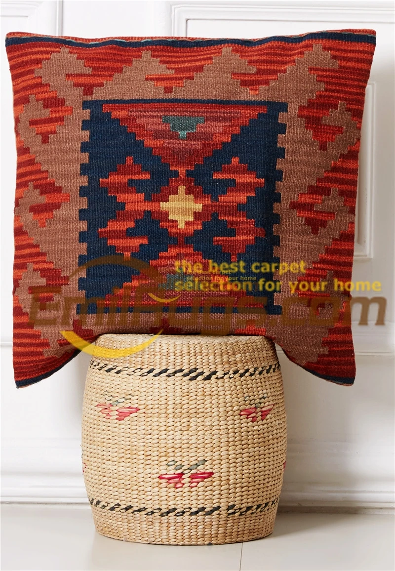 knot pillow Contracted Kilim Throw    Cover Handmade Beautiful Flowers Wool Fancy Decorative