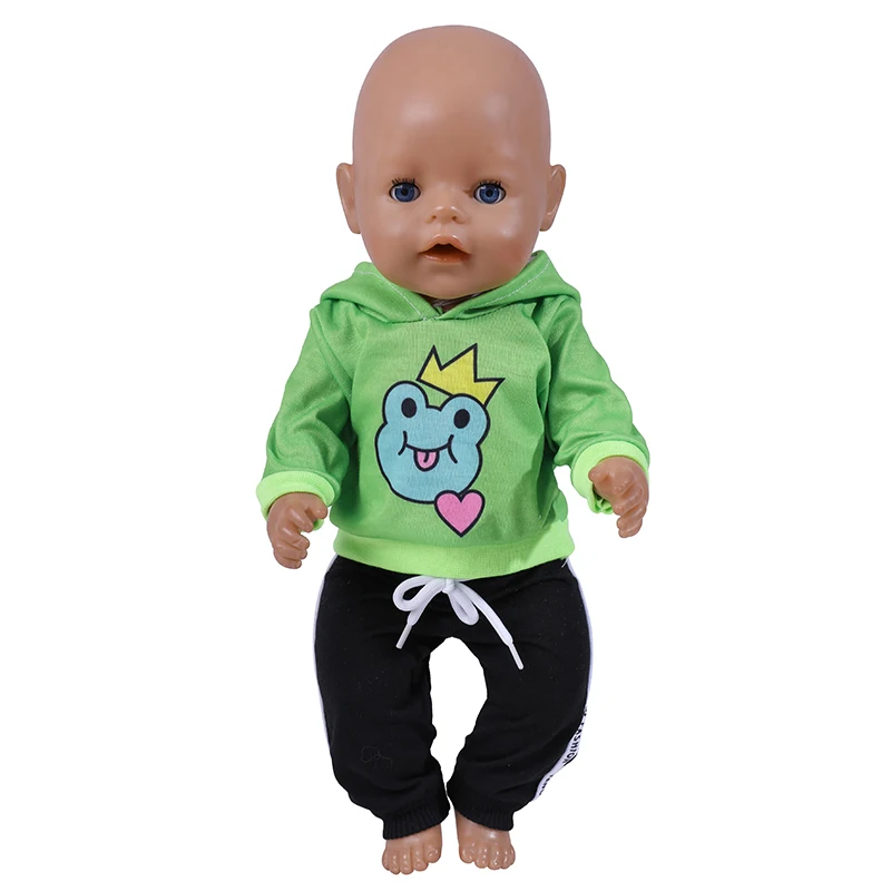 Puppe Kleidung für 43cm Puppen Hoodies Hosen Mode Cartoon Kaninchen 17 Zoll Puppe Outfits Baby Neue Geboren Sport Anzug spielzeug für Mädchen