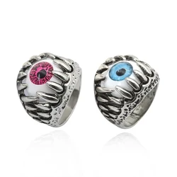 Punk Devil Eye Ring for Men Vintage Red Blue Eyes Claw Skull Finger Ring Jewelry Trendy Accessories Cool Thing 2024