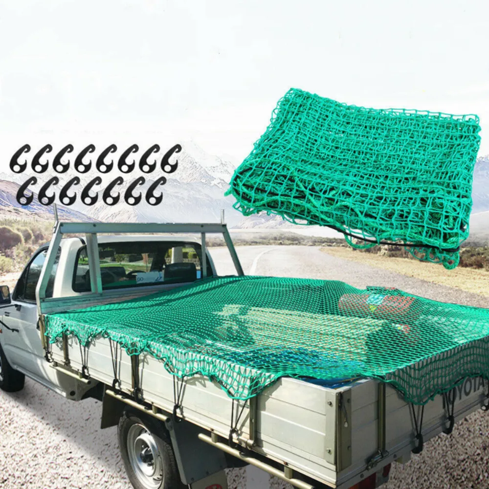 

Mesh Cargo Net Strong Heavy Cargo Net Pickup Truck Trailer Dumpster Extend Mesh Covers Roof Luggage Nets with 15pcs Hooksf