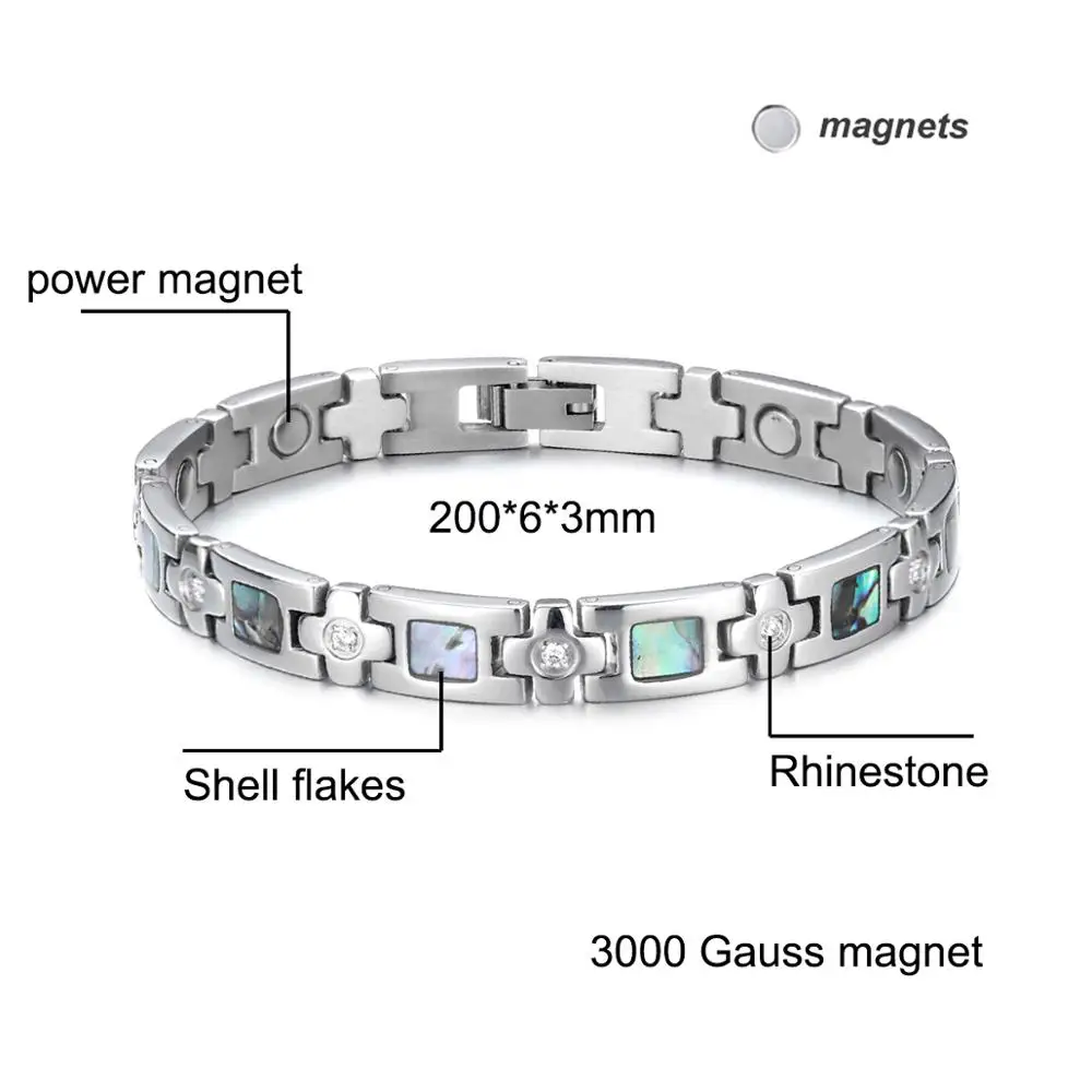 Magnetic Stainless Steel Link Chain Charm Magnetic Germanium Far Infrared Bracelet For Women Fashion Femme Bangles Jewelry