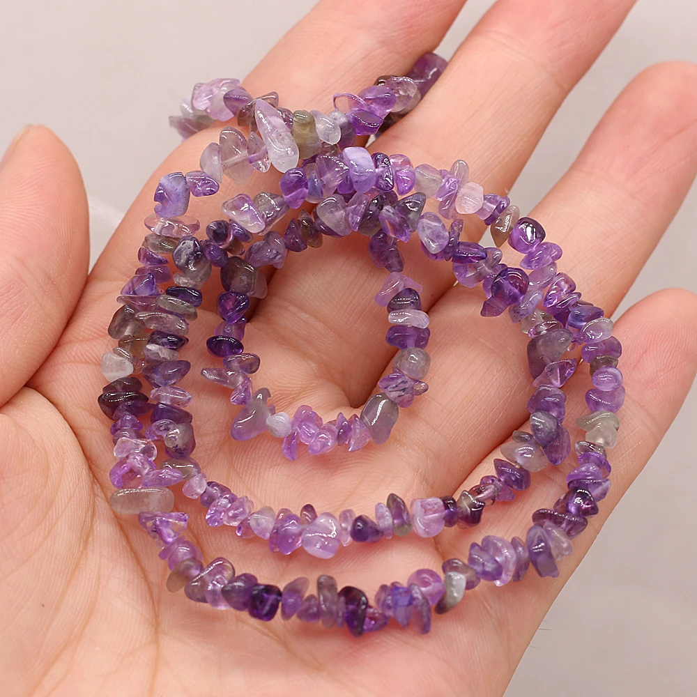 40CM Natural Amethysts Beads Irregural Freeform Chip Gravel Stone Beads For Jewelry Making DIY Necklace Bracelet 3x5-4x6mm