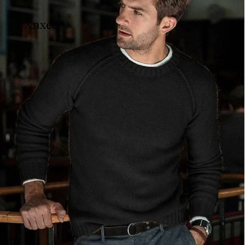 

Autumn and Winter New Solid Color Sweater Men's New Casual Slim Knit Sweater Comfortable Round Neck Knitted Pullover