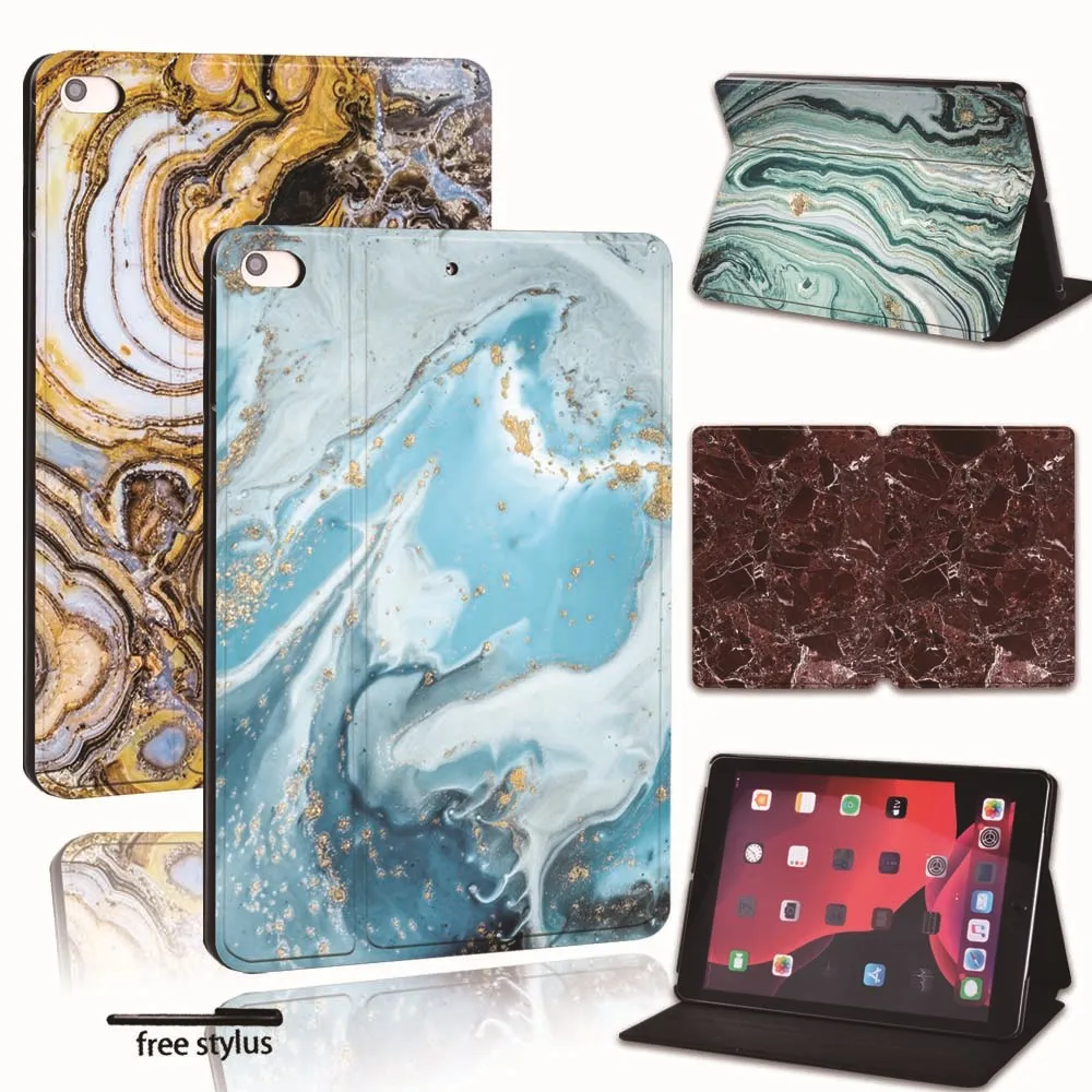 

Case For Apple iPad 9 10.2" 2021 (9th Generation) A2603 A2604 Printed marble PU Leather Smart Tablet Stand Folio Cover Flip