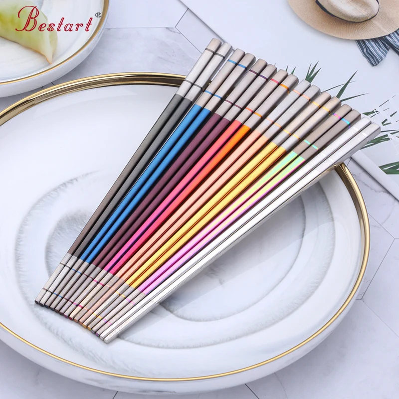 5Pairs Sushi Japanese Acciaio Metal Hashi Chopsticks Set With Gift Box Black Chinese Eating Noodles Food Chop Sticks Tableware