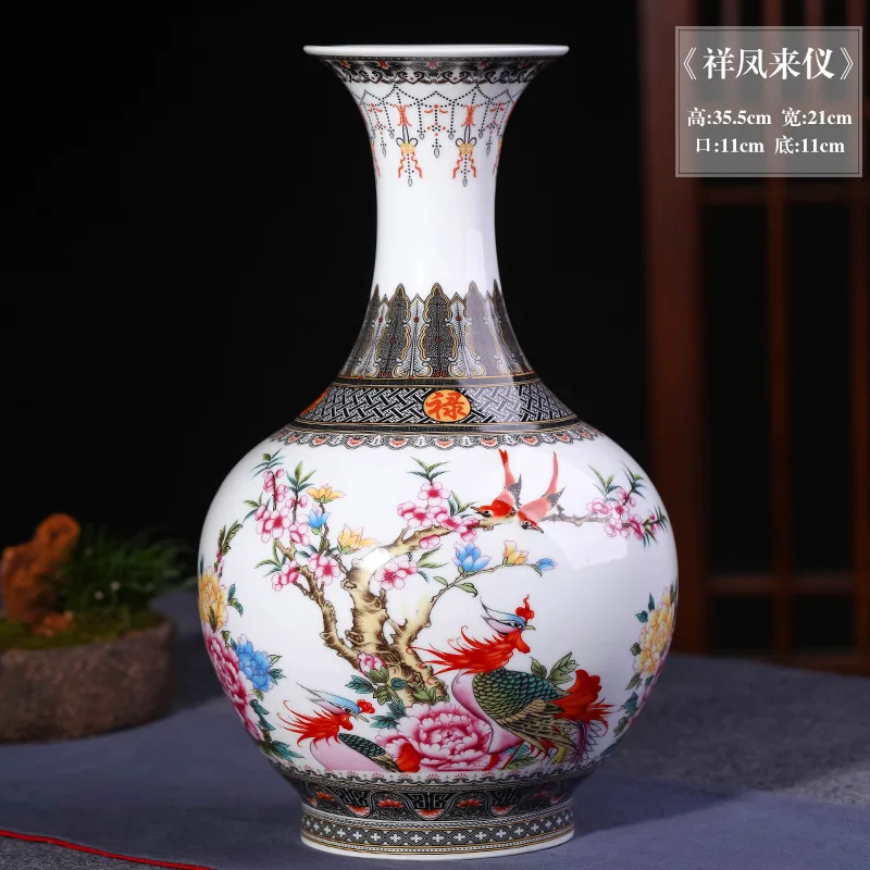 Jingdezhen Porcelain Vase ornament big eggshell vase of flower arrangement in living room