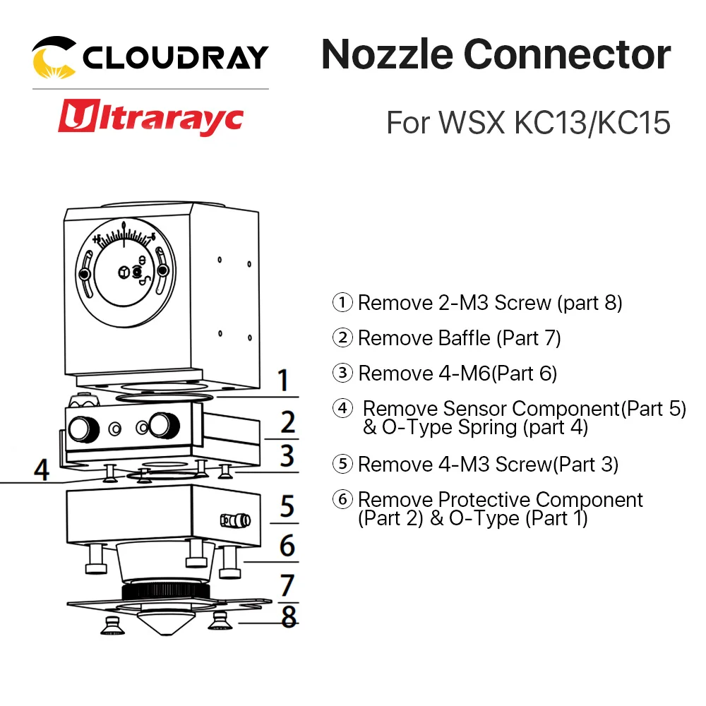 Imagem -04 - Conector do Bocal de Ultrarayc Wsx Que Detecta Peças Conector Cerâmico para a Cabeça de Corte Kc13 Kc15 do Laser da Fibra de Wsx Máquina de Corte do Metal