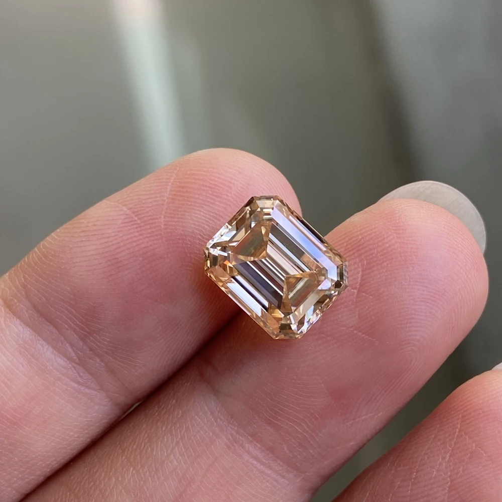 Meisidian 10x14mm 8 quilates esmeralda corte champagne cor pedra de diamante moissanite