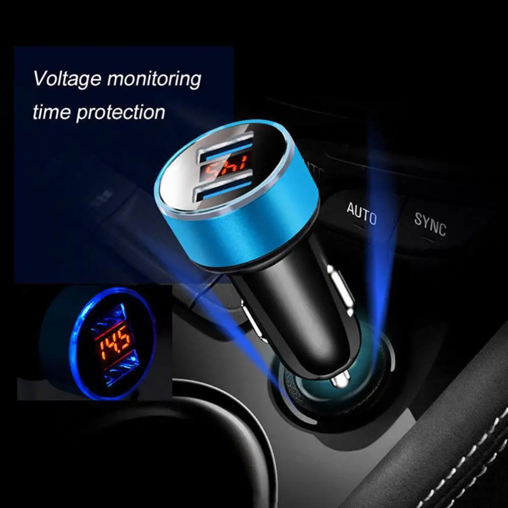 3.1A Dual USB Car Charger 2 Port Display 12-24V Socket Lighter Fast Car Charger Power Adapter Car Styling