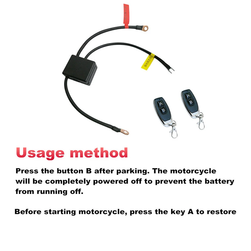 12V 2pcs Wireless Remote Control Motorcycle Battery Disconnect Cut Off Isolator Master Switches Universal