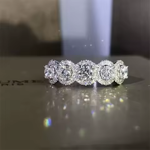 New Women's 925 Sterling Silver Wedding Ring Band Bling Zircon Stone Bridal Promise S925 Rings Anniversary Ring Trendy Jewelry