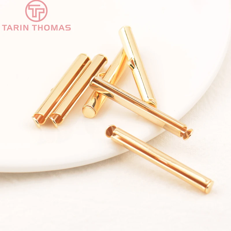 (2980)12PCS 32x4MM 20x4MM 24K Gold Color Brass Bracelet Tube Connector High Quality DIY Jewelry Making Findings Accessories