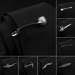 Men's Fashion Metal Tie Clip Gentlemen Classy Necktie Tie Bar Clasp Clip Pin Pipe Shark Scissors Anchor Wedding Tie Men Jewelry