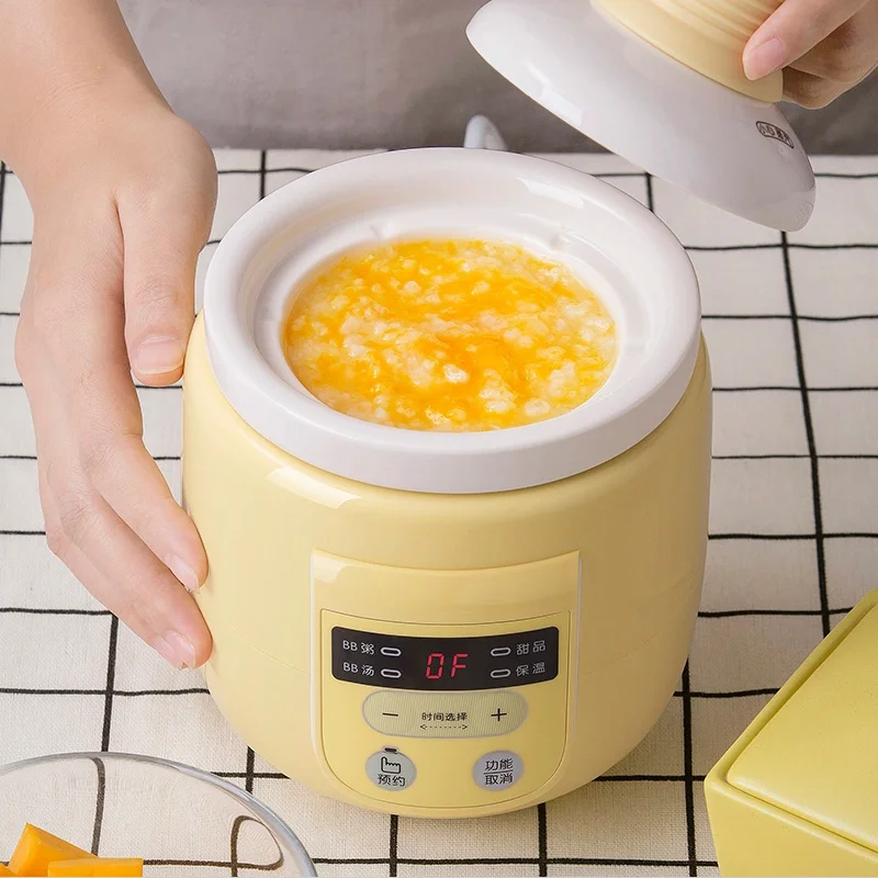 220V 500ML Home Electric Food Slow Stewing Machine Mini Portable Pot Multi Stewing Cooker Ceramic Inner Baby Food Cooker