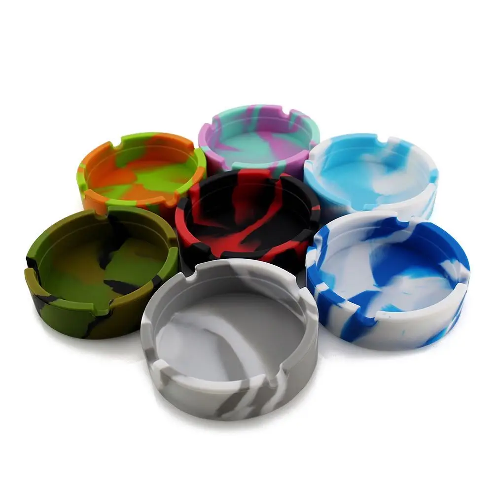 Eco-Friendly Silicone Soft Round Ashtray Ash Tray Holder PLuminous Portable Fluorescent Ashtray  Anti-Scalding Cigarette Holder