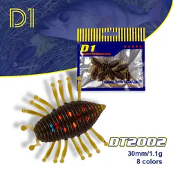 D1 señuelo de trucha Larva gusano señuelos blandos 30mm/1,1g depredador pesca cebos flotantes de silicona lubina