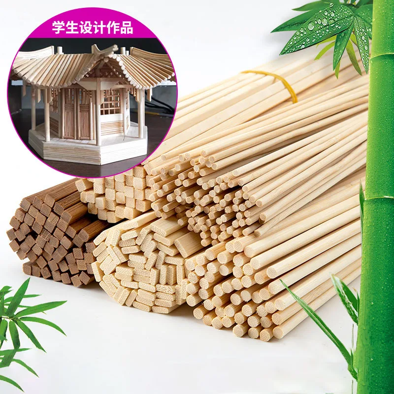 50 szt. prętów bambusowych - 20cm/30cm/50cm patyczki do rękodzieła, modelarstwa latawców, zestawów architektonicznych i materiałów budowlanych