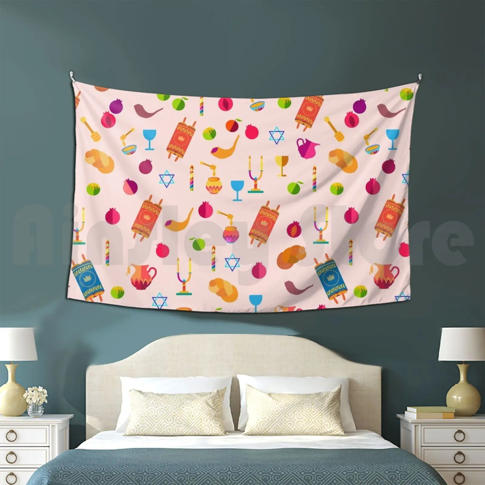 Rosh Hashanah Happy Jewish New Year Shana Tova Decoration Customized Tapestry Rosh Hashanah Autumn