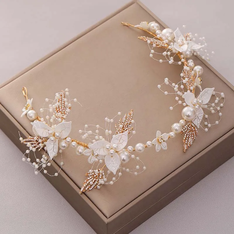 Fashion Wedding Hair Jewelry Accessories Handmade Venetian Pearl Rhinestone Headband Bridal Hairband Women Headdress XH