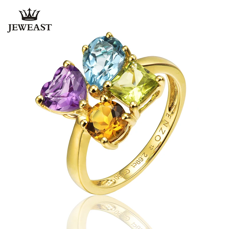 

ENZO Natural topaz/Peridot/citrine/amethyst 18K Pure Gold 2023 New Hot Selling Top Ring Shape Ring For Woman Genuine Jewelry