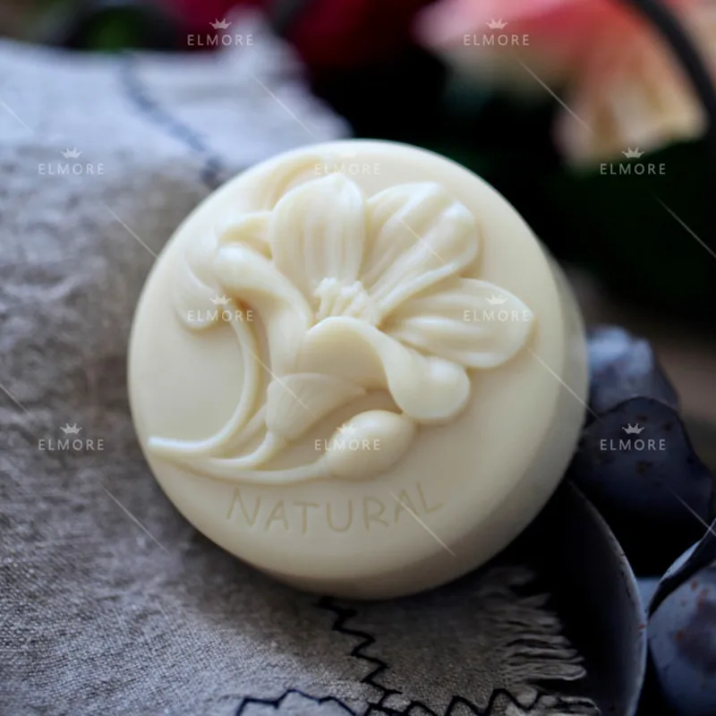 Round Silicone Soap Mold Flower Silicone Mould for Natural Soap Decorating Scented Wax Melt Silicone Molds