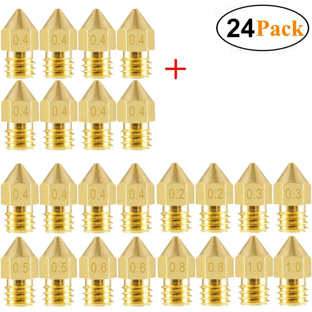 24 sztuk/partia dysze drukarki 3D dysze wytłaczarki MK8 0.2mm 0.3mm 0.4mm 0.5mm 0.6mm 0.8mm 1.0mm dla Makerbot Creality CR10 Ender 3 5