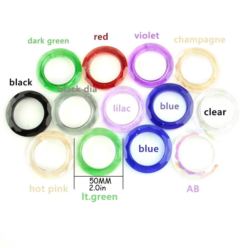 50mm 10pcs Crystal Light Ring Circle Handing Chandelier Glass Crystals Lamp Prisms Parts Drops Pendant Fashion Ring